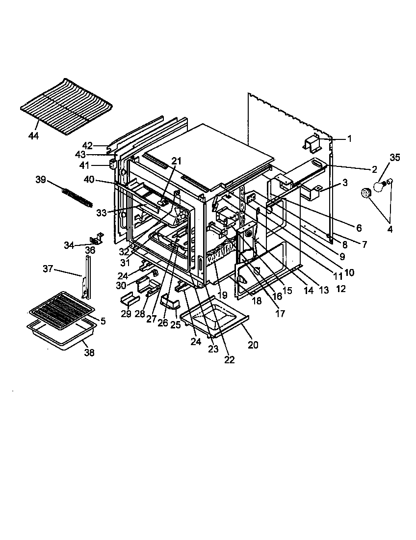 Amana AO27DGK-P1132515NK cabinet, lower diagram