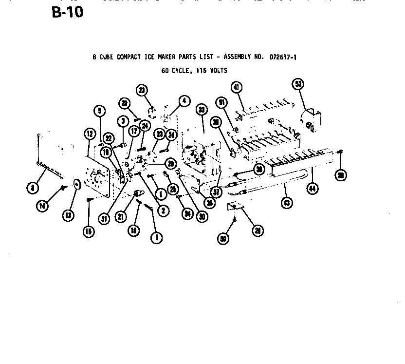 Amana BC20EL-P747026WL 8 cube compact icemaker d72617-1 diagram