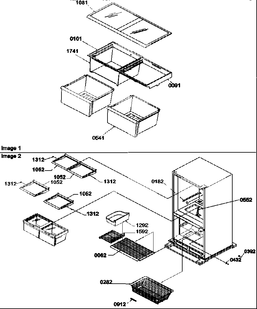 Amana BXF19TW-P1311901WW shelving diagram