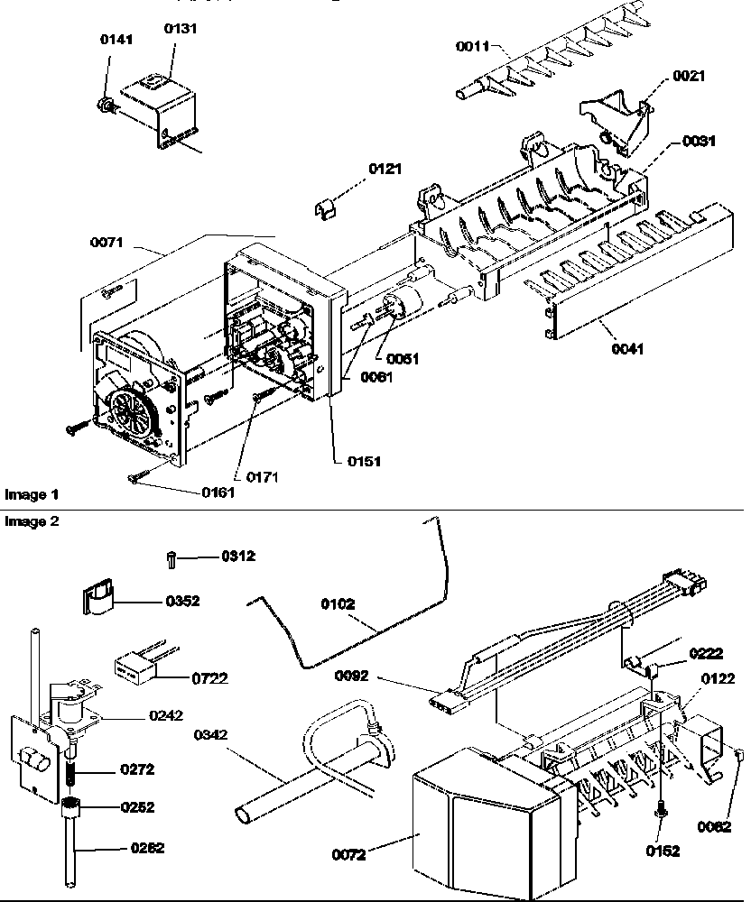 Amana BXF19TW-P1311901WW ice maker assembly and parts diagram