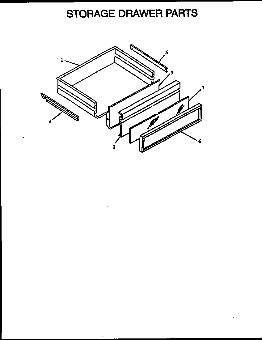 Amana ARS635/P1113801S storage drawer parts diagram