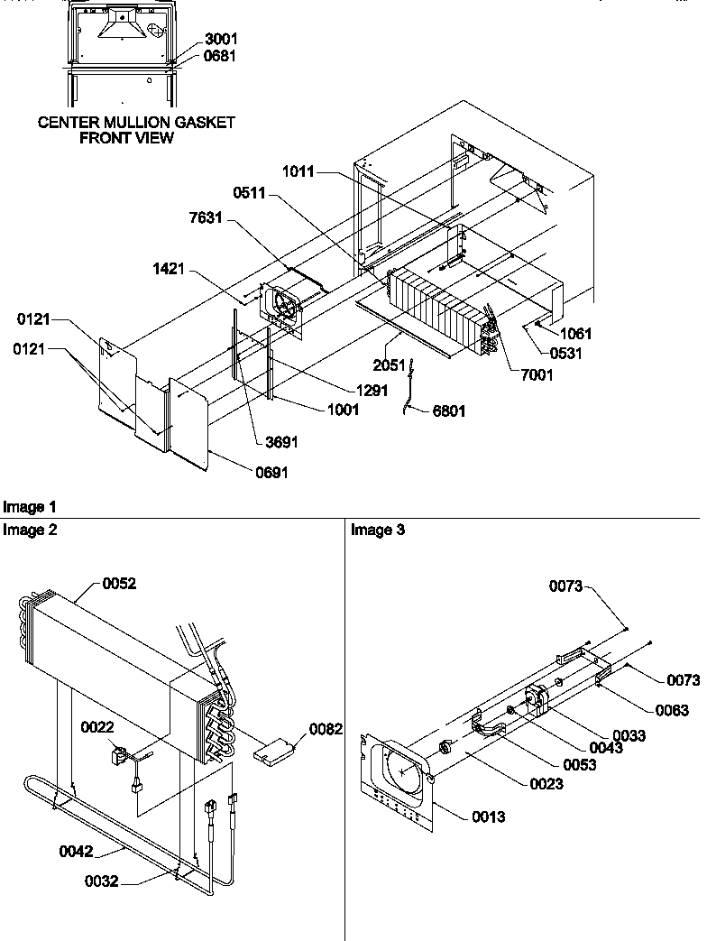 Amana TN22CW-P1300704WW evaporator and fan motor assemblies diagram