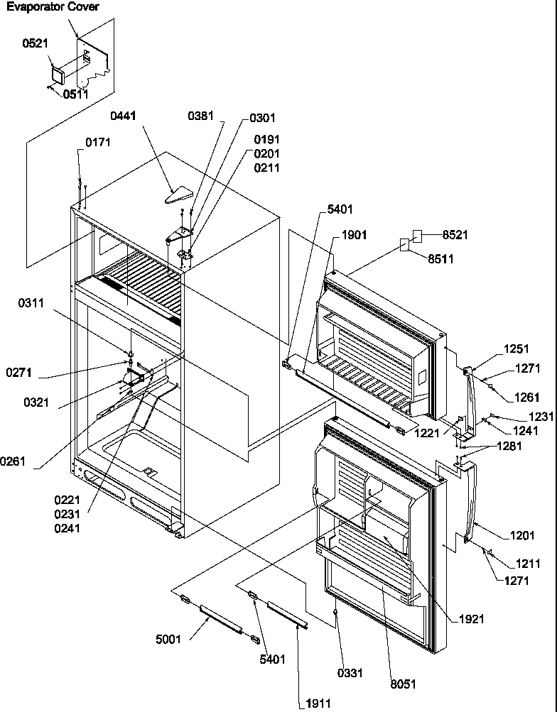 Amana TMI17TB-P1306001WW door, hinges and accessories diagram