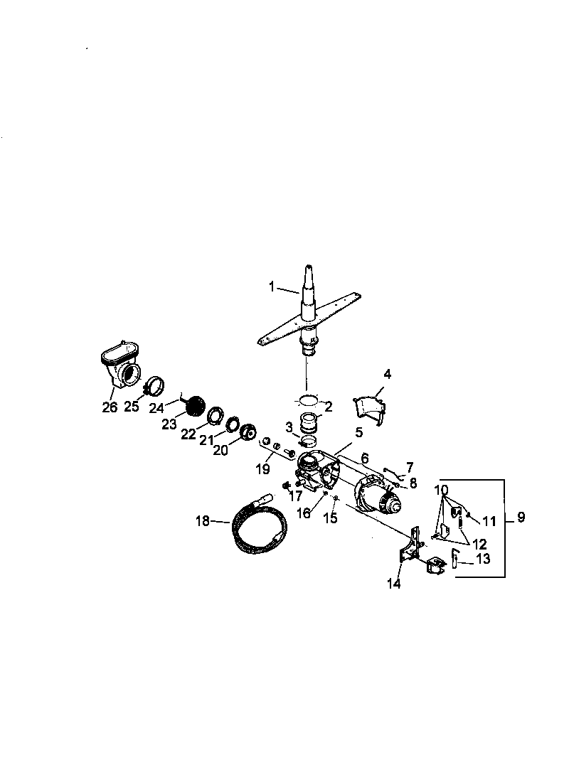 Amana AUD7000DBB/P1309608W motor & pump assembly diagram