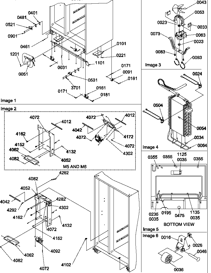 Amana SSD522SBW-P1184703WW drain system, rollers, and evaporator assy diagram
