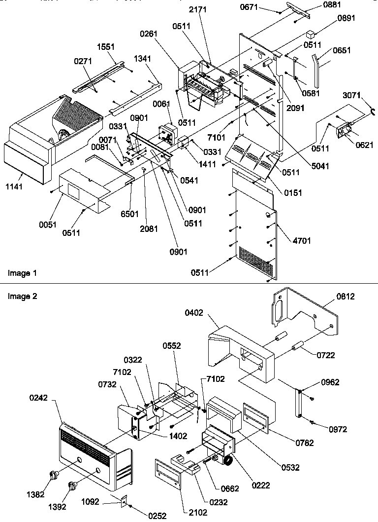 Amana SSD522SBW-P1184703WW ice maker/control assy diagram