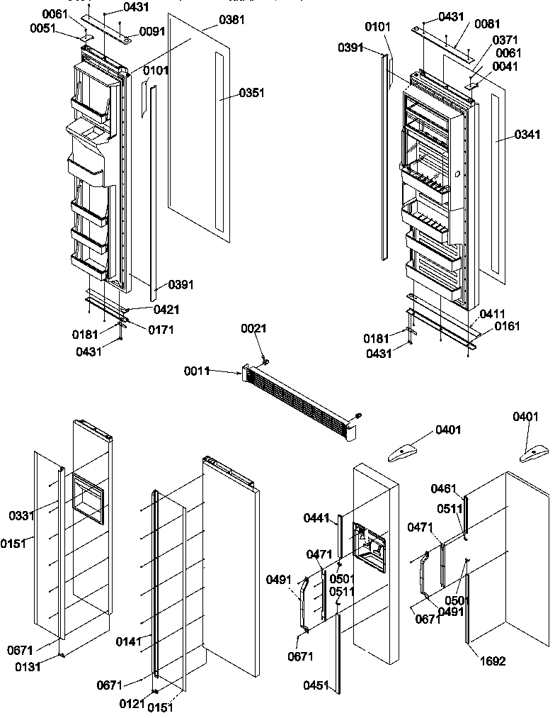 Amana SR520TW-P1310101WW handles, trim, and toe grille kits diagram