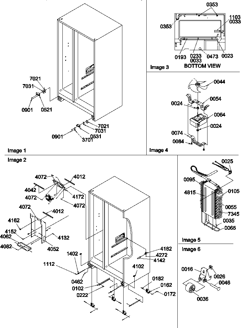 Amana SR520TW-P1310101WW drain system, rollers, and evaporator assy diagram