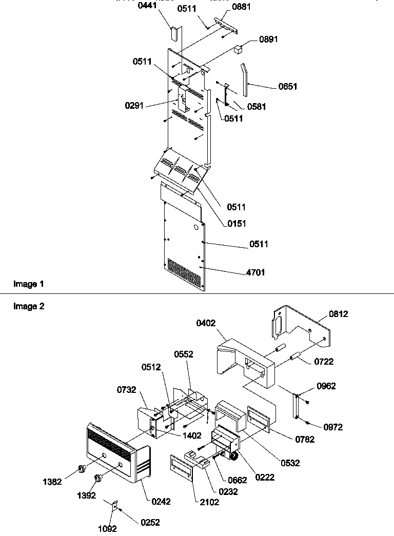 Amana SR520TW-P1310101WW control assembly diagram