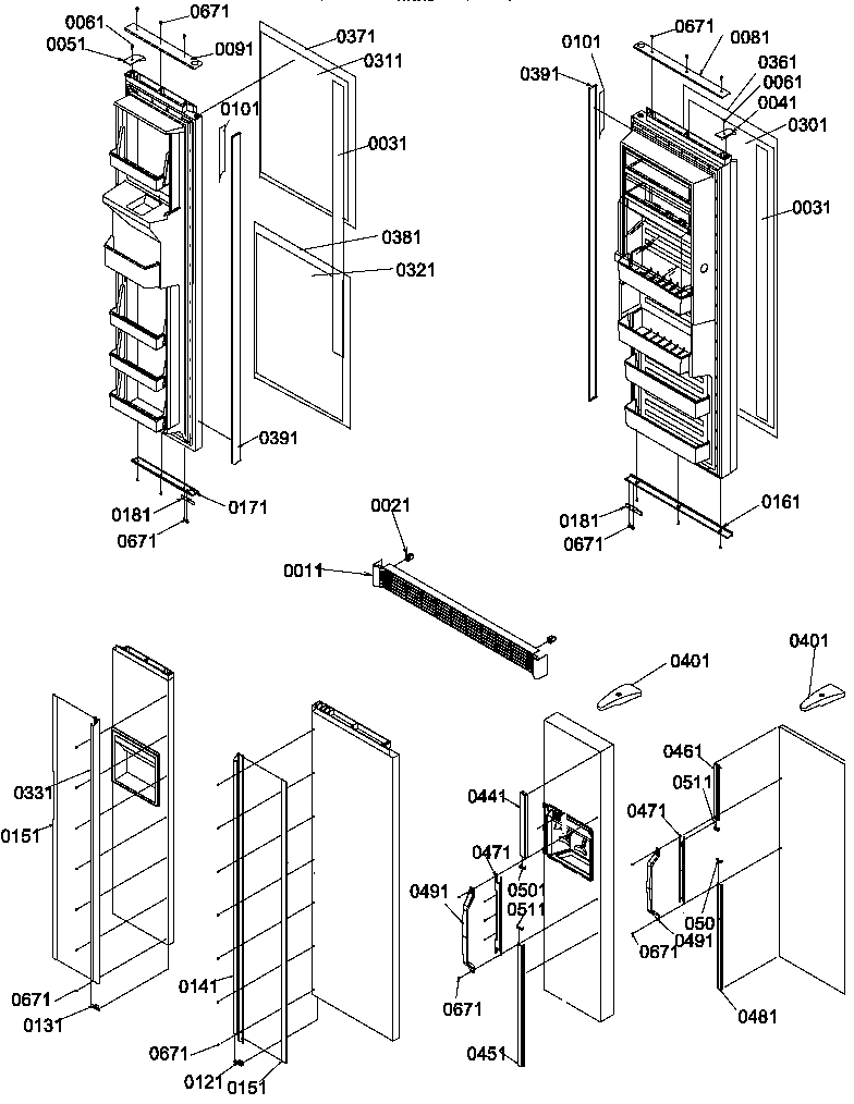 Amana SBDX520TW-P1308402WW handles, trim, and toe grille kits diagram