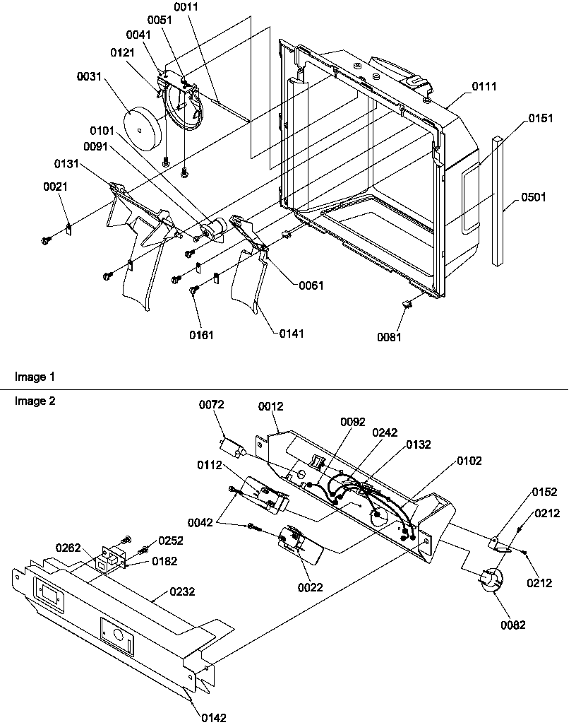 Amana SBDX520TW-P1308402WW ice & water cavity and electronic bracket assy diagram