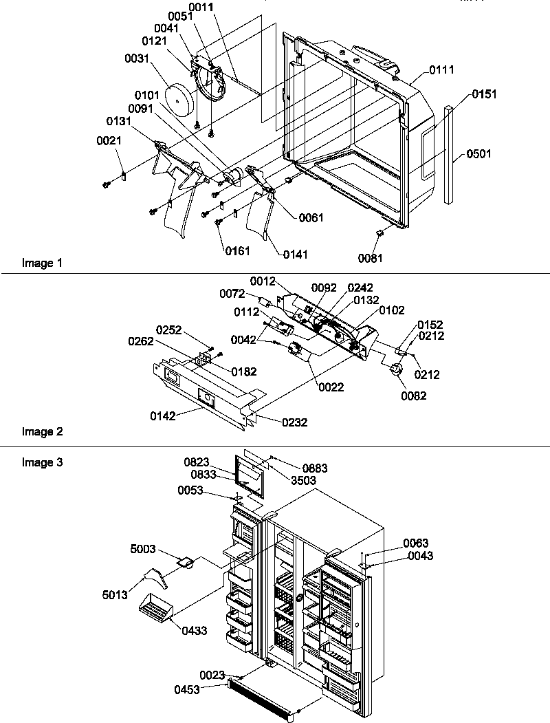 Amana SRD522TW-P1309903WW ice & water cavity, elect bracket assy & toe grille diagram