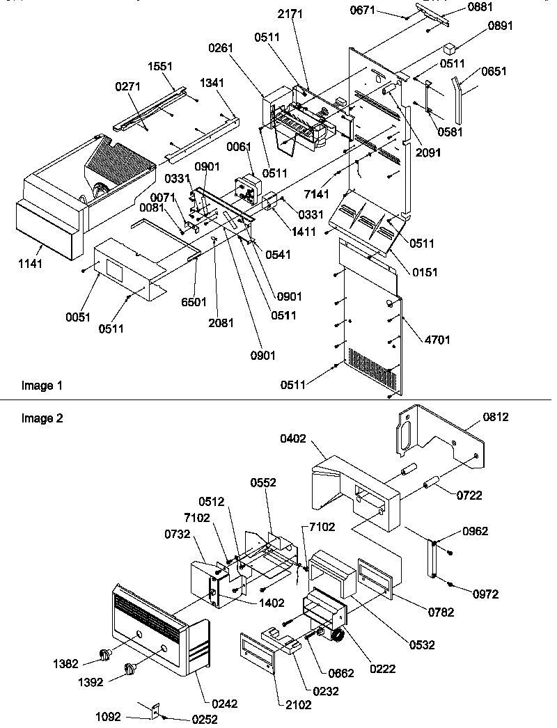 Amana SRD522TW-P1309903WW ice maker/control assy diagram