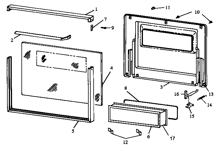 Caloric RWS202UD/P1132441N glass broiler door (rws-rxs) diagram