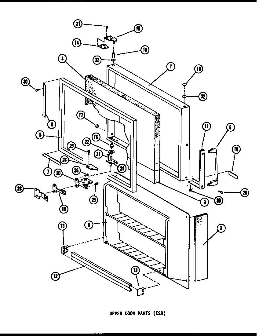 Amana ESRFC14F-P75658-3W upper door parts diagram
