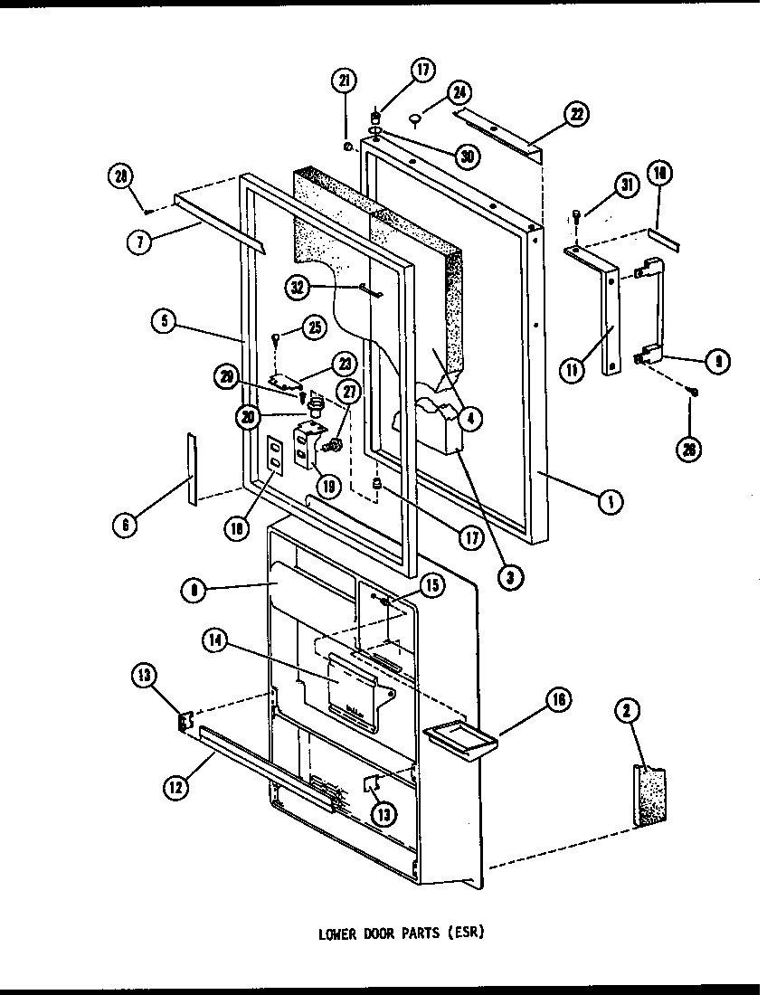 Amana ESRFC14F-P75658-3W lower door parts diagram