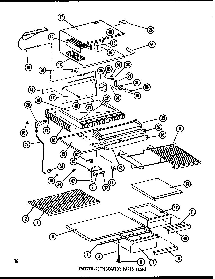 Amana ESRFC14F-P75658-3W freezer-refrigerator parts diagram