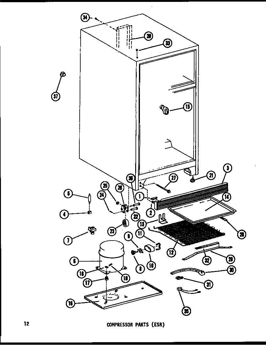 Amana ESRFC14F-P75658-3W compressor parts diagram