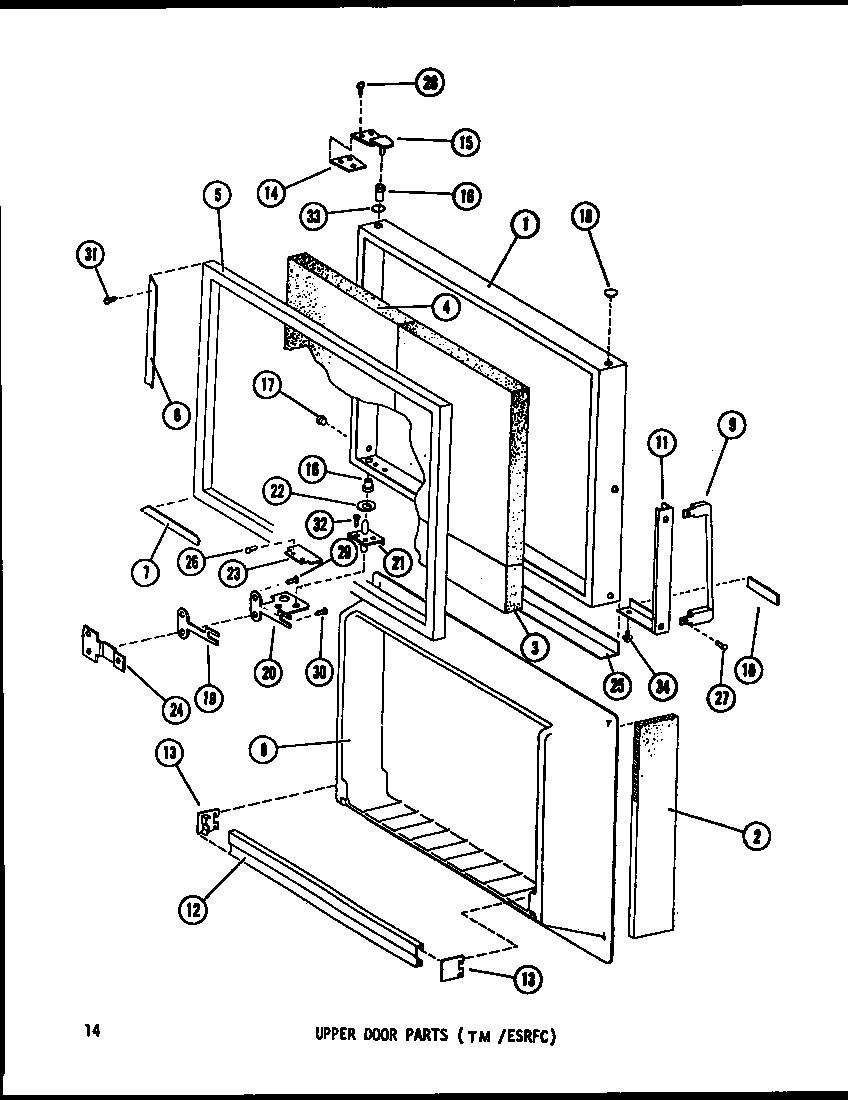 Amana ESRFC14F-P75658-3W upper door parts diagram