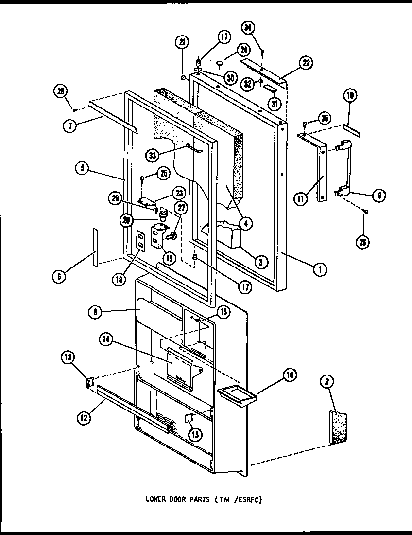 Amana ESRFC14F-P75658-3W lower door parts diagram