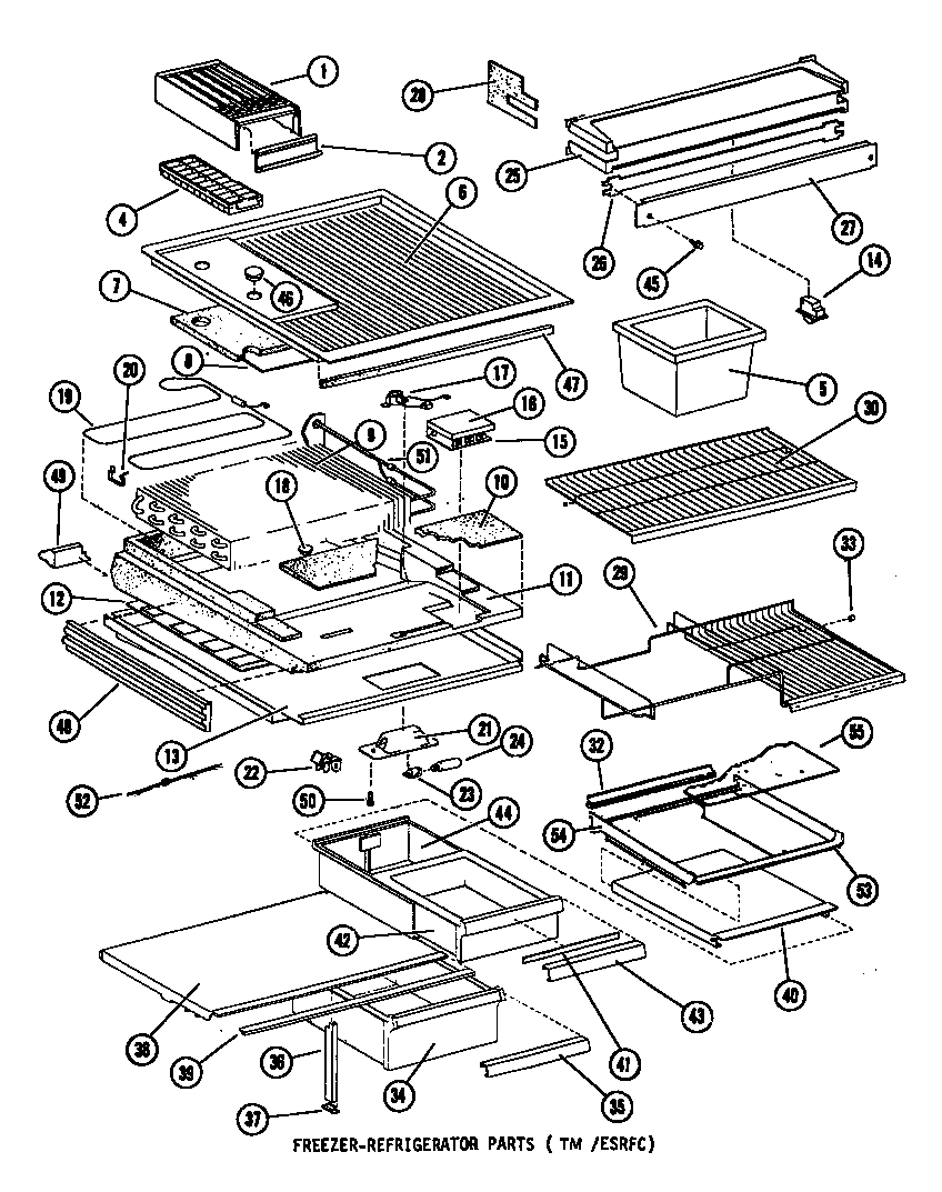 Amana ESRFC14F-P75658-3W freezer -refrigerator parts diagram