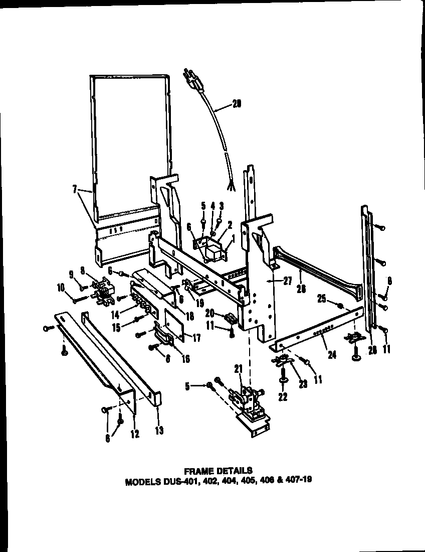 Caloric DUS-406-19 frame details diagram