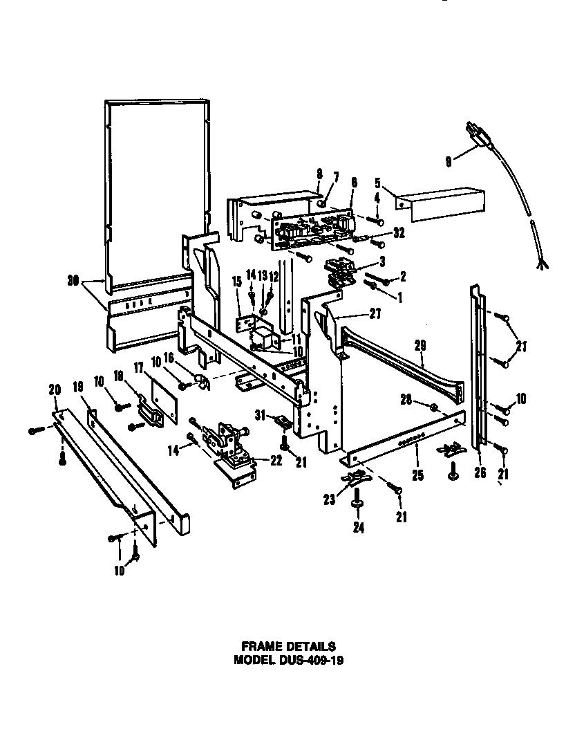Caloric DUS-406-19 frame details diagram