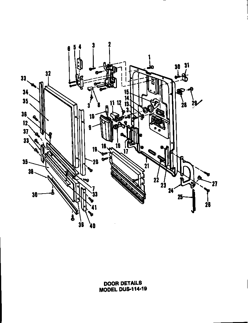 Caloric DUS-406-19 door details diagram