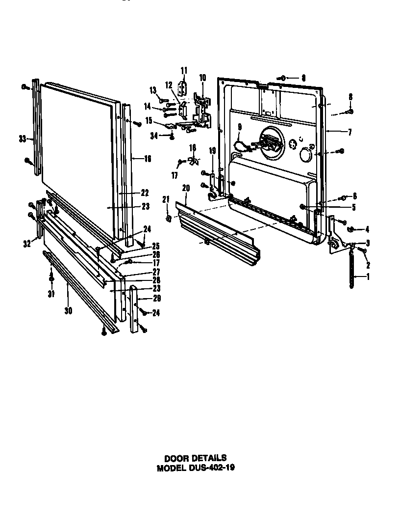 Caloric DUS-406-19 door details diagram