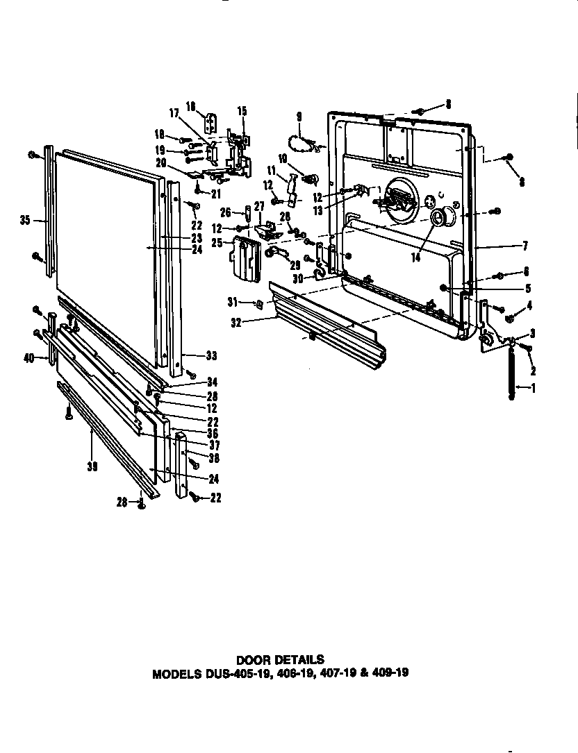 Caloric DUS-406-19 door details diagram