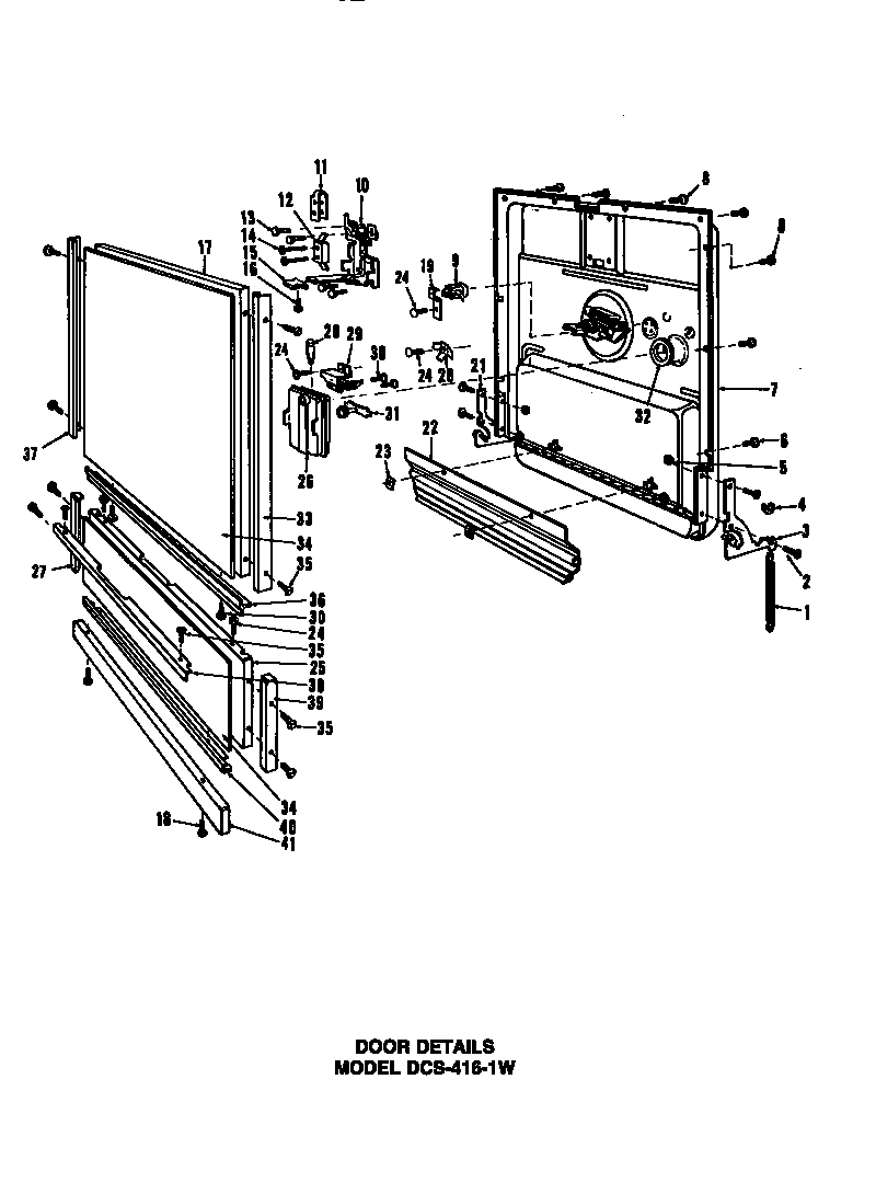 Caloric DUS-406-19 door details diagram