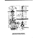 Caloric DUS-406-19 motor, pump, and spray arm details diagram