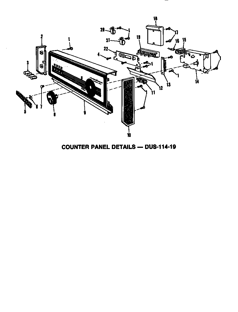Caloric DUS-406-19 counter panel details diagram