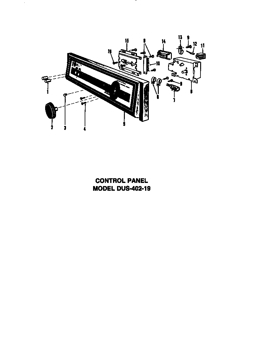 Caloric DUS-406-19 counter panel diagram