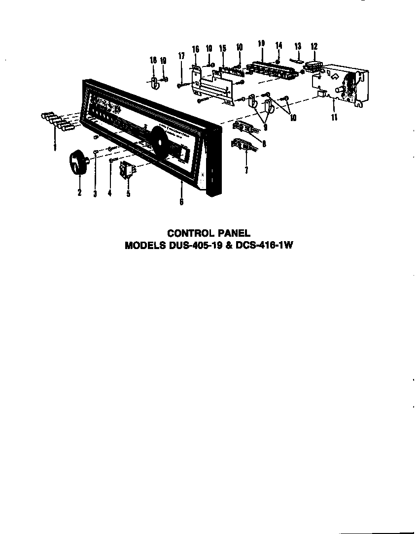 Caloric DUS-406-19 counter panel diagram
