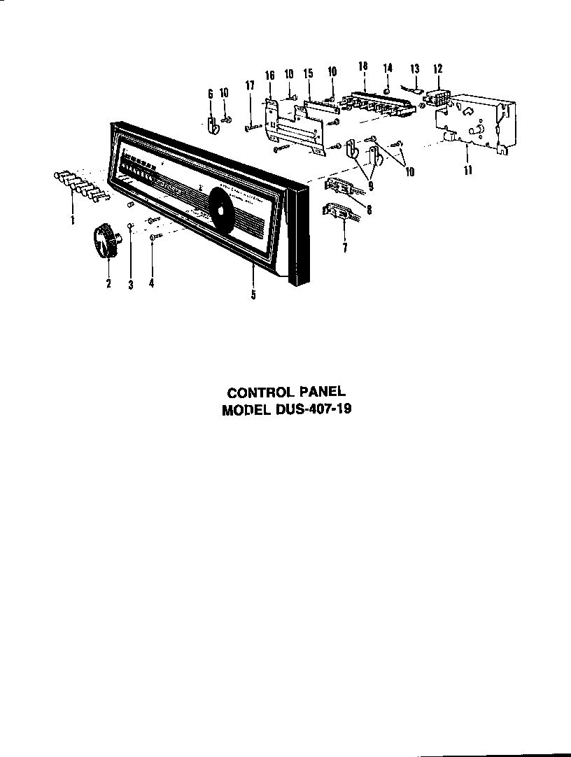 Caloric DUS-406-19 counter panel diagram