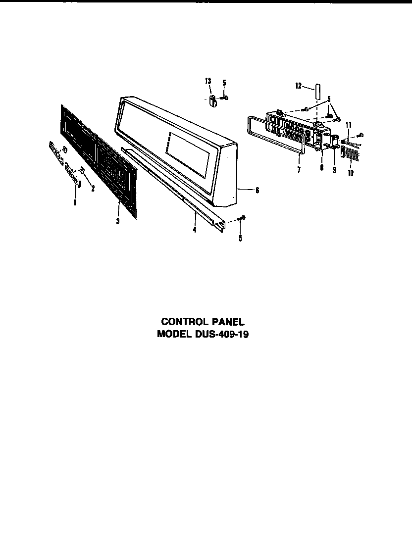 Caloric DUS-406-19 counter panel diagram