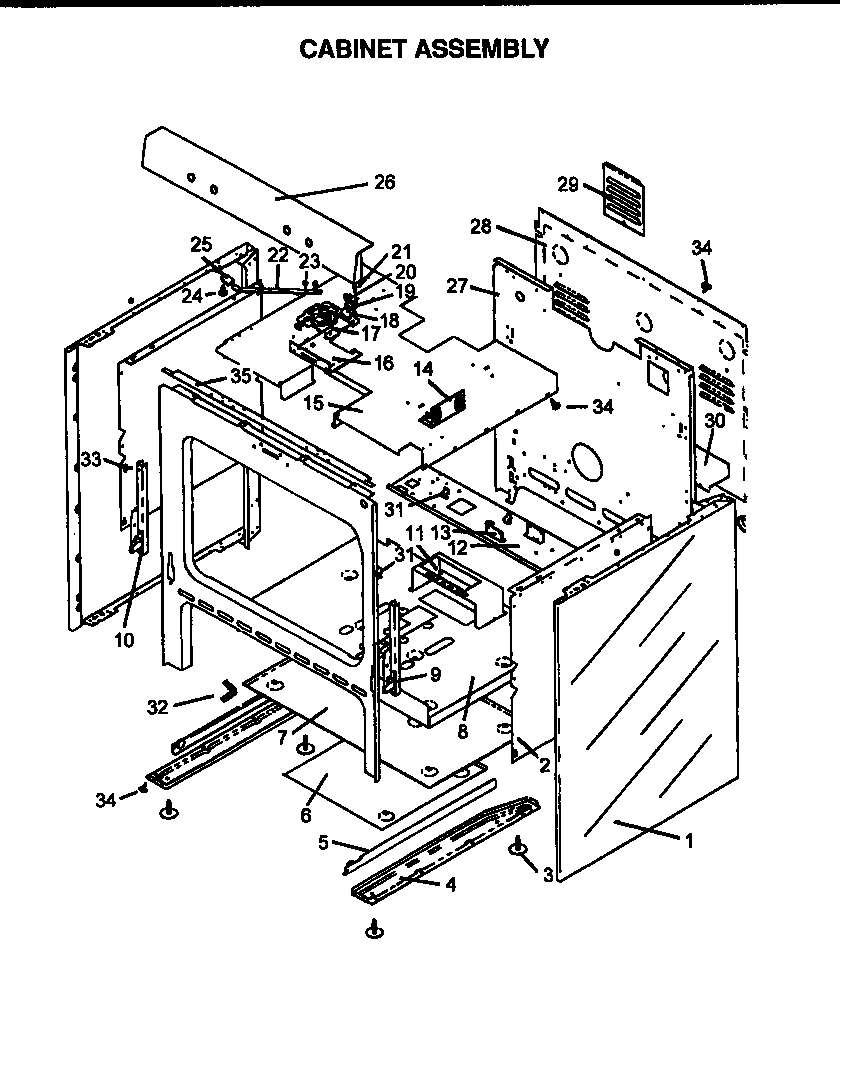 Caloric RSF3410UL-P1141257N cabinet assembly diagram