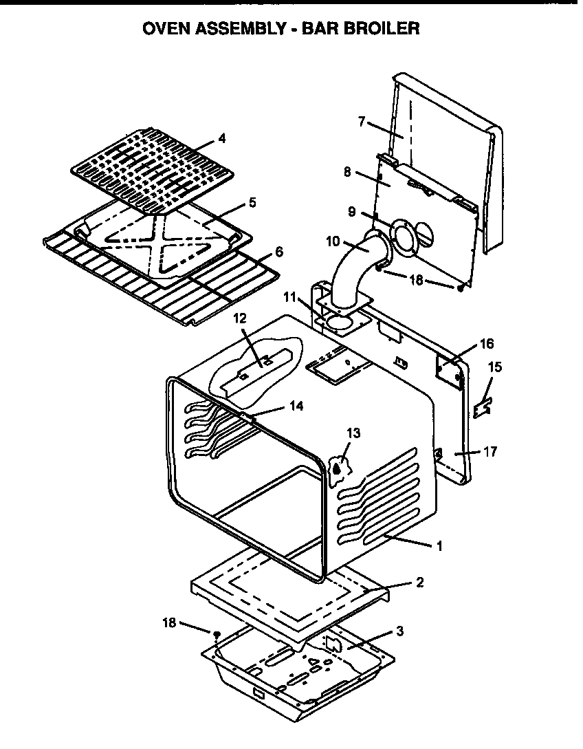 Caloric RSF3410UL-P1141257N oven assembly - bar broiler diagram