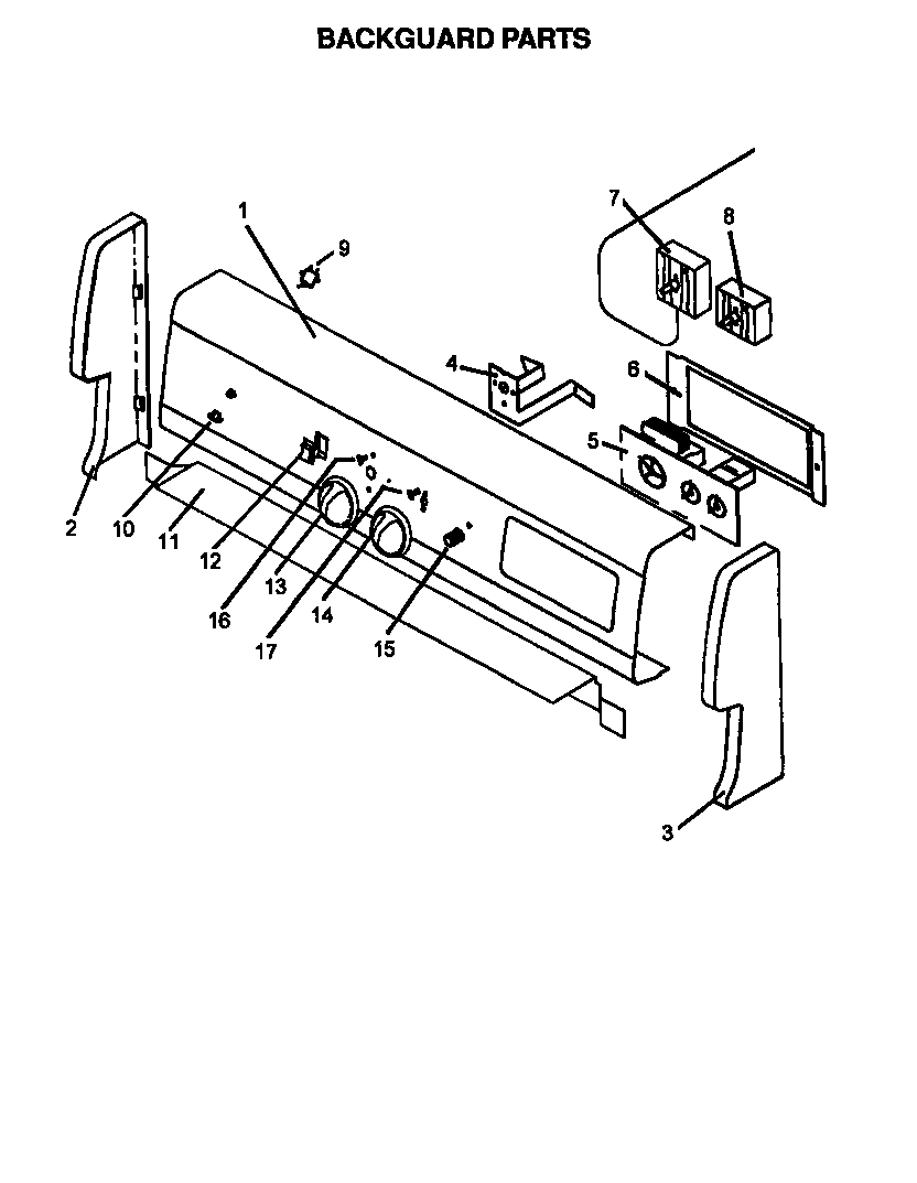 Caloric RSF3410UL-P1141257N backguard parts diagram