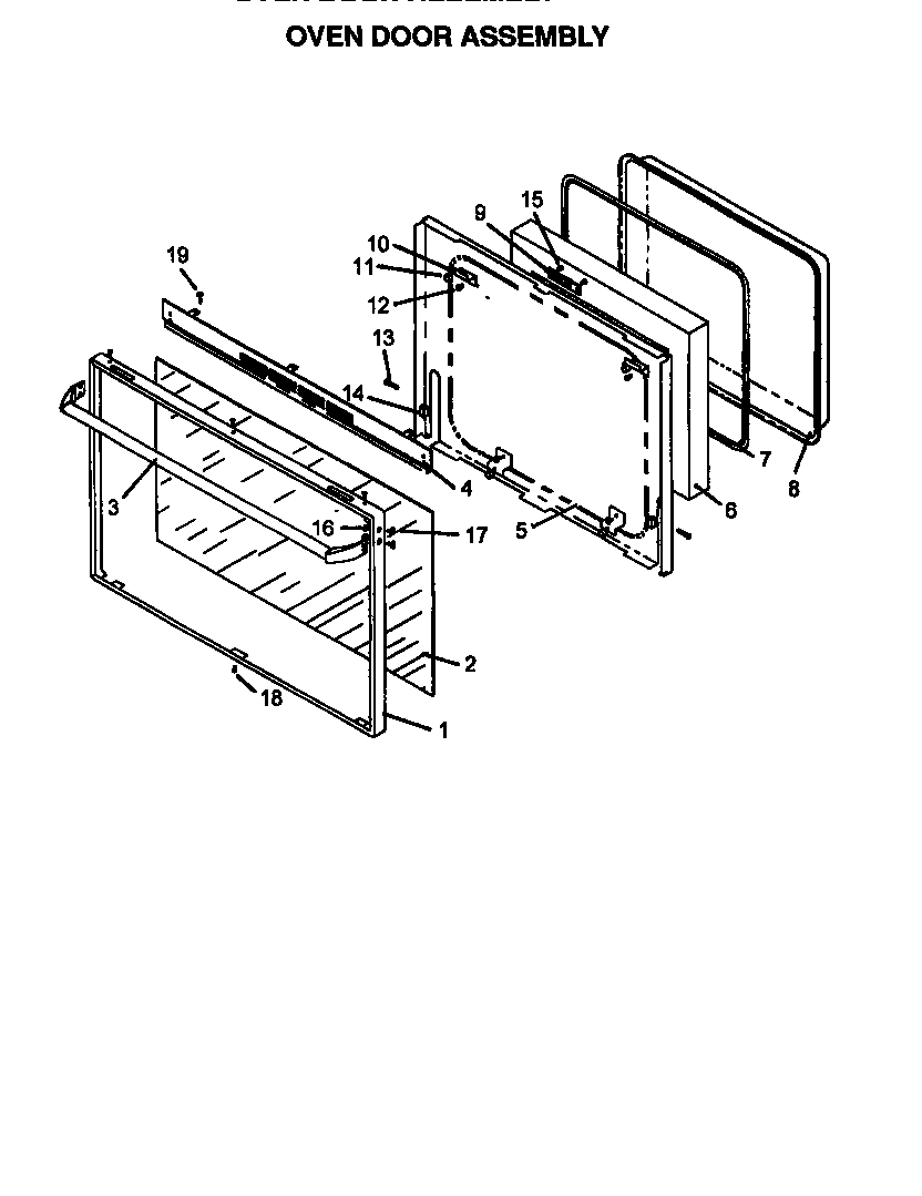 Caloric RSF3410UL-P1141257N oven door assembly diagram