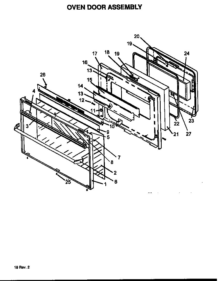Caloric RSF3410UL-P1141257N oven door assembly diagram