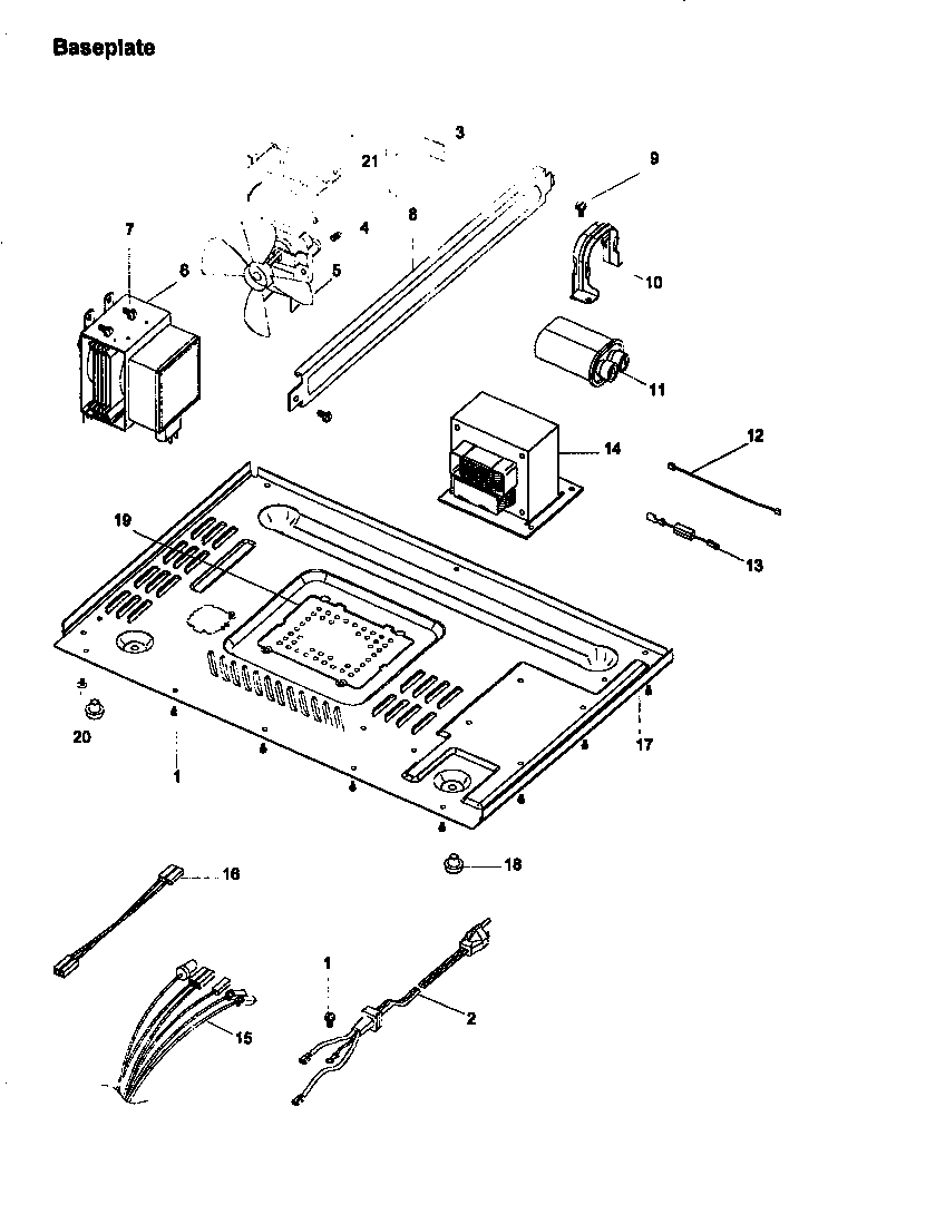 Amana FE116T-P1178809M baseplate diagram