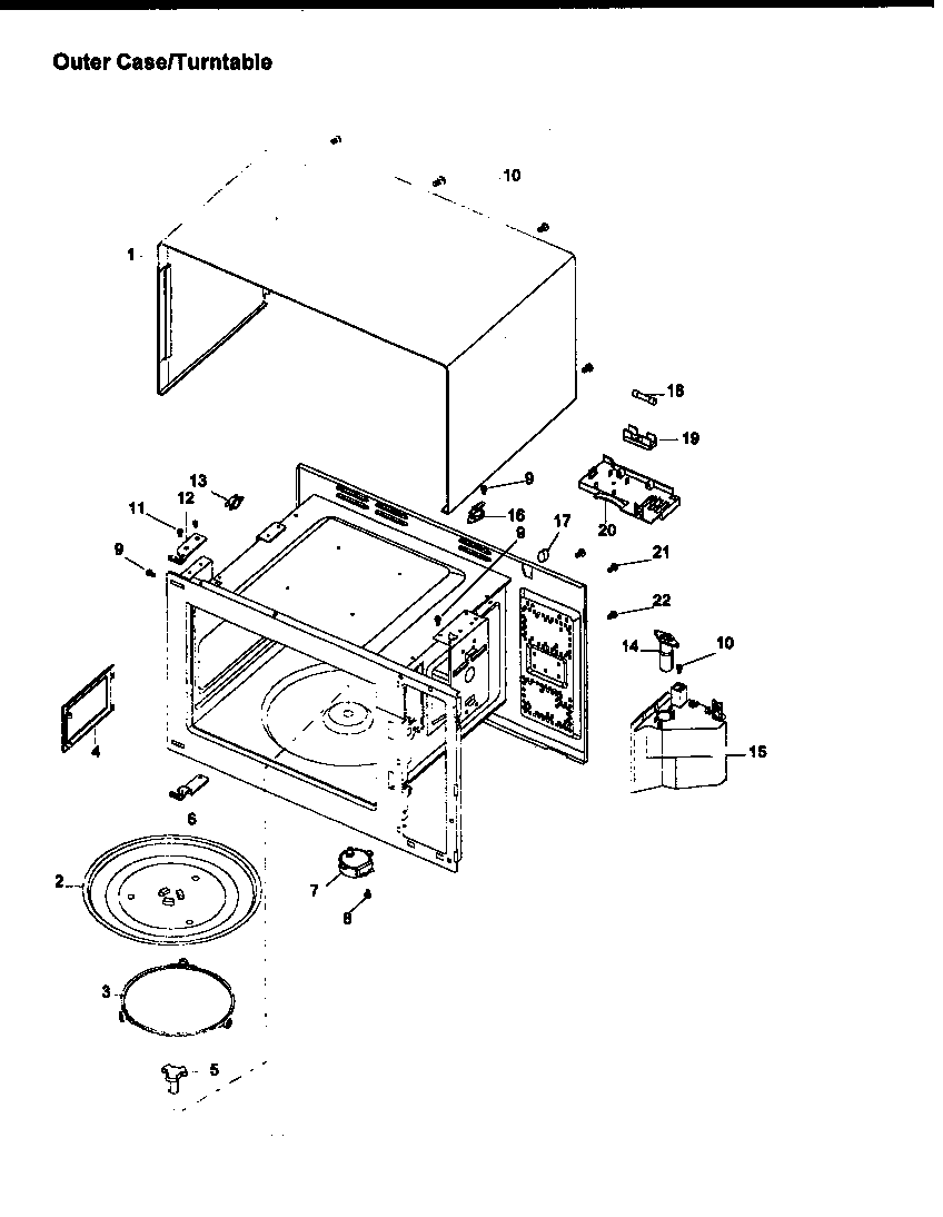 Amana FE116T-P1178809M outer case/turntable diagram