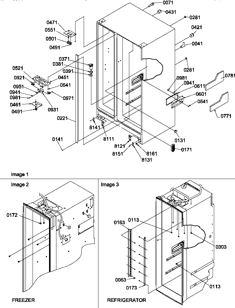 Amana SRD327S3W-P1307105WW cabinet parts diagram