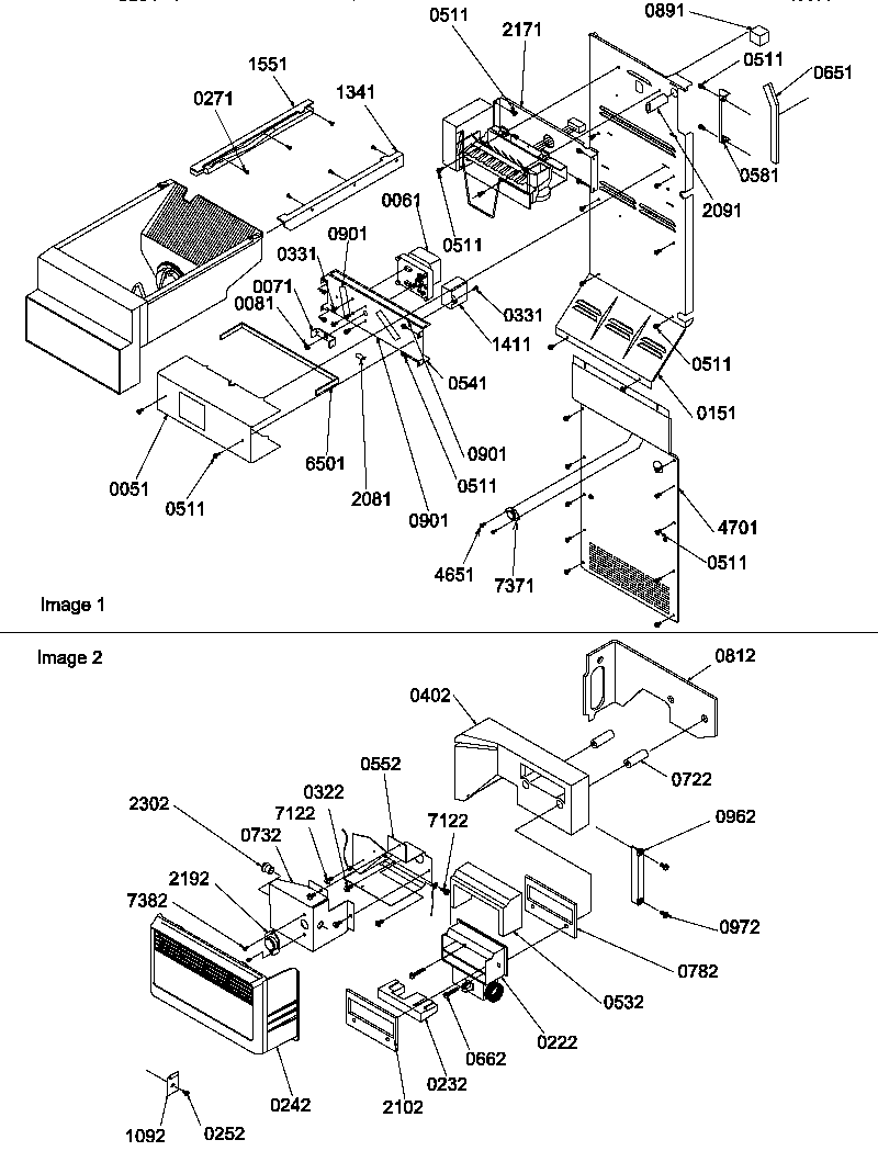 Amana SRDE327S3E-P1307106WE ice maker/control assy diagram