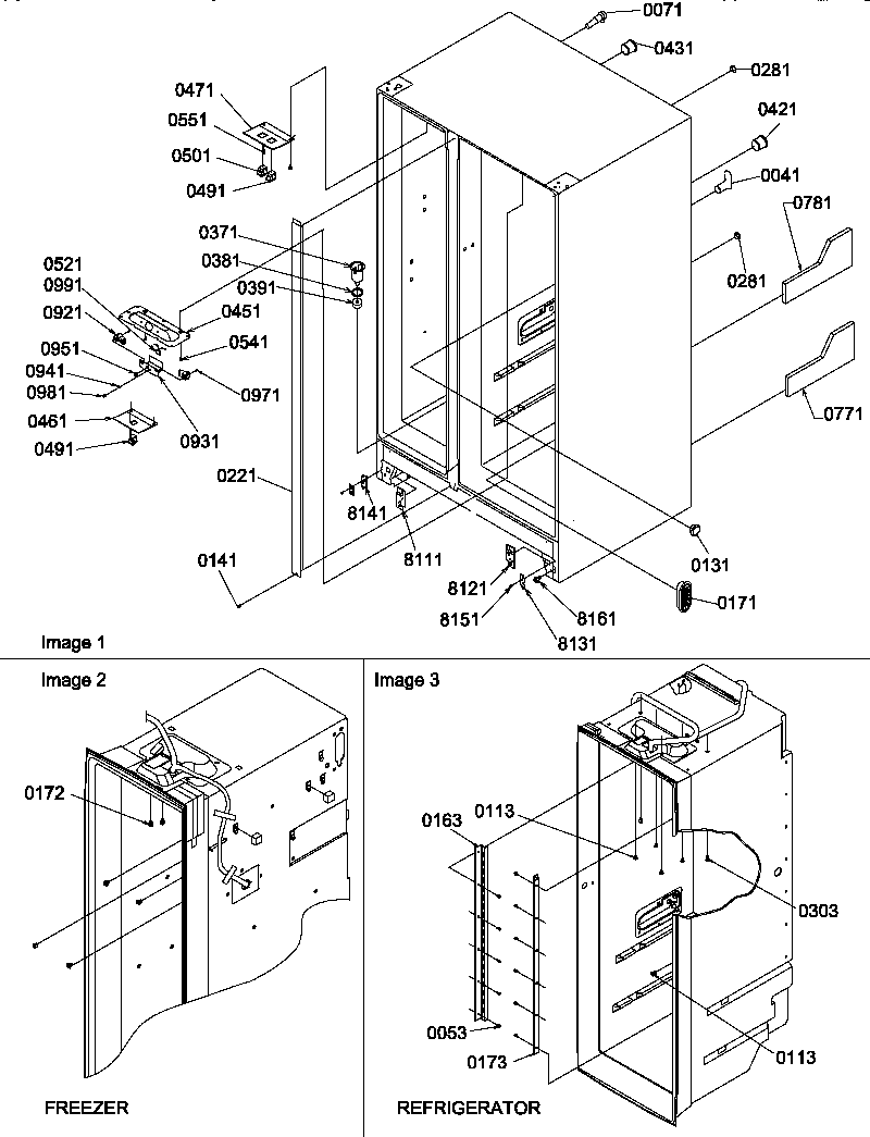 Amana SXD322L-P1305703WL cabinet parts diagram