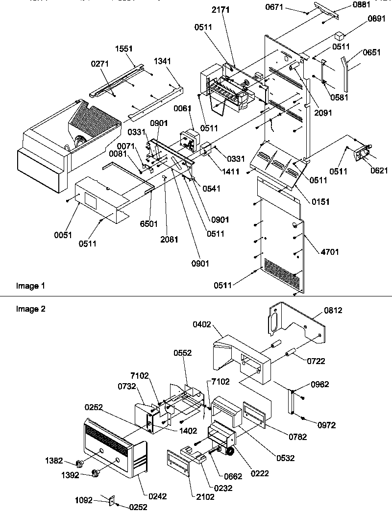 Amana SXD322L-P1305703WL ice maker/control assy diagram
