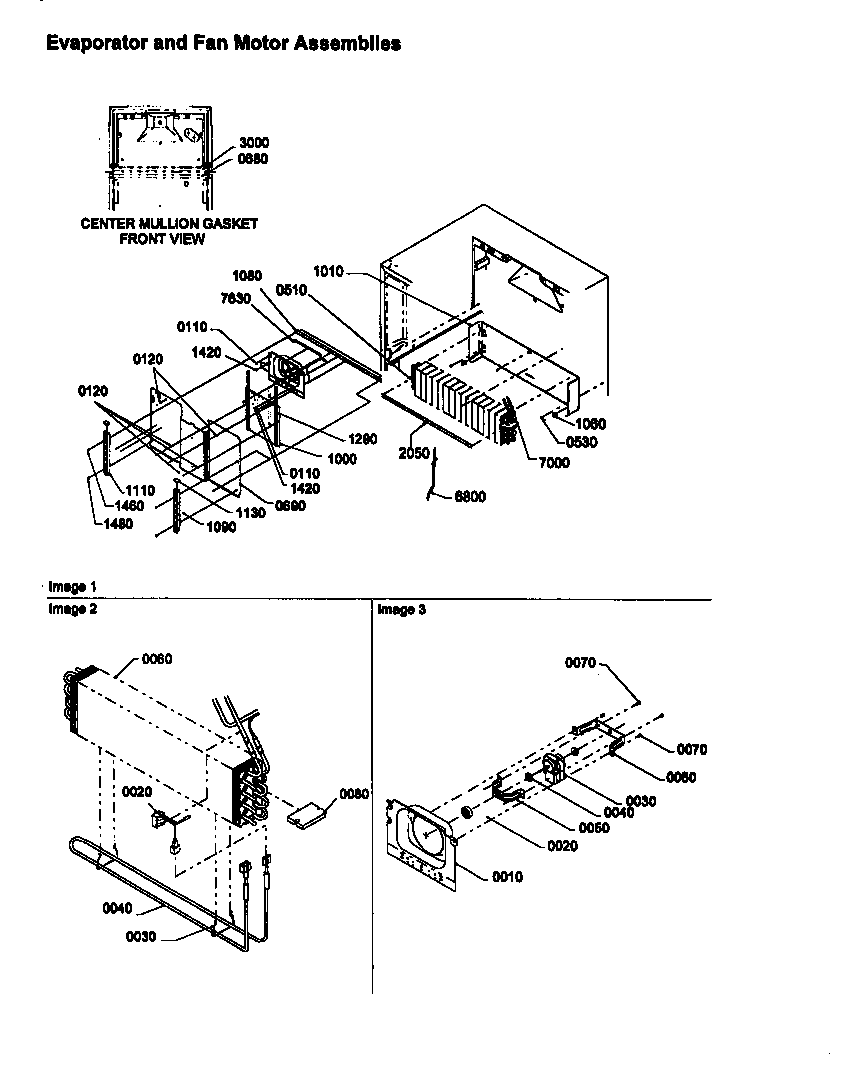 Amana TH25TL-P1303001WL evaporator and fan motor assemblies diagram
