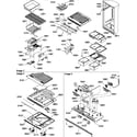 Amana TR18V1E-P1303104WE interior cabinet and drain block assembly diagram